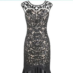 Black sequin long evening/ball gown